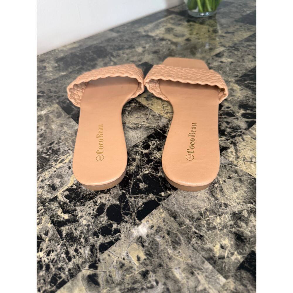 Coco Beau beige rope twist slide on sandals - Picture 2 of 5